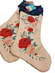 Pioneer Woman Set Of Rose Floral Christmas Holiday Stockings 20IN Long Nwt. Fixed Price $19.50.