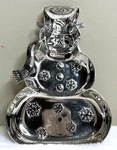 Vintage International Silver Co Plated Christmas Holiday Snowman Dish 8. Fixed Price $12.95.