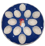 St. Nicholas Square Snow Days 13" Round 12-SLOT Deviled Egg Serving Platter. Fixed Price $11.99.