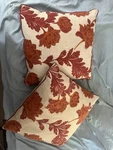 Set Of 2 Pier Feather Pillows Floral Embroidered Orange Cover 14 Square. Fixed Price $13.25.