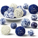 36 Pcs Christmas Blue And White Ornaments Chinoiserie Fabric Ball Decoration .... Fixed Price $56.43.