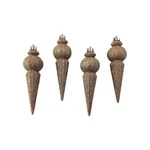 Nwot 4 Shatterproof Champagne Gold Glitter Finial Christmas Ornaments 5.5". Fixed Price $9.95.