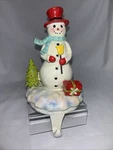 Snowman Stocking Hanger Christmas Winter Tree Candy Cane Glitter Whimsical. Fixed Price $19.50.