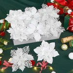 Alupssuc 24 Pcs 3 Styles 6'' Poinsettia Christmas Flowers Artificial, Glitter.... Fixed Price $26.08.