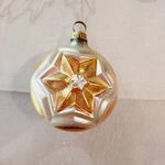 Vtg Mercury Glass Starburst Center Motif Gold Silver Christmas Ornament. Fixed Price $20.00.