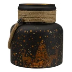 Northlight 8-INCH Brown Gold Deer Pine Trees Flameless Glass Candle Holder. Fixed Price $62.99.