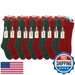 10-PACK 18" Personalized Knit Christmas Stockings Red & Green Xmas Decor. Fixed Price $104.35.