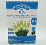 Holiday Time 50 Led Warm White Mini Lights Set Christmas Green Wire New. Fixed Price $9.70.