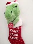 Holiday Time 21" Animated T-rex Stocking "rockin' Around Christmas Tree" Video. Fixed Price $27.99.