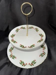 Kashima Christmas Holly 2 Tier Tidbit Desert Display Cookie Platter Server Japan. Fixed Price $22.81.