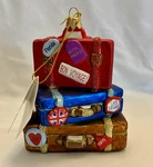 Kurt Adler Noble Gems Glass Ornament - Stacked Travel Suitcases Bon Voyage 5". Fixed Price $19.99.