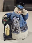 Bradford Thomas Kinkade White Christmas Snowman Decoration Light Euc. Fixed Price $45.22.