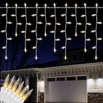 6.2FT 100 Clear Icicle Lights, White Wire, Indoor/outdoor Christmas Holiday. Fixed Price $27.99.