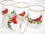 Lenox Gold Trim 4 Glass Set Cardinal Winter Greetings Christmas Holiday 10OZ. Fixed Price $42.95.