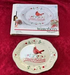 Pfaltzgraff Winterberry Cardinal 10.5 Serving Platter Happy Holidays W/box. Fixed Price $17.44.
