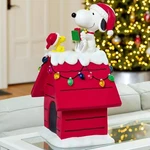 Snoopy Peanuts 20" Tall Woodstock On Flying Ace Dog House Christmas Lighted Nib. Fixed Price $124.95.