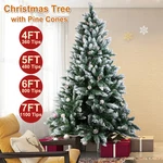 Artificial Christmas Tree Snow Flocked 4/5/6/7FT Pine Cone Holiday Xmas Indoor. Fixed Price $9.90.