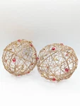 Gold Tone Wire Ball Glitter Beaded Home Decor Set Of 2. Fixed Price $23.99.