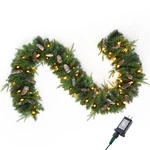 Joiedomi 9FT Pre-lit Christmas Garland W/ Pine Cones, 50 Lights. Fixed Price $20.00.