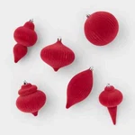 Pink Target Wondershop 6 Pc Flocked Finial Christmas Tree Ornament Set. Fixed Price $22.00.