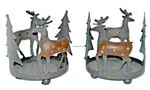 Rustic Pier 1 One Metal & Wood Reindeer Pine Tree Candle Holder Set Of 2. Fixed Price $15.00.