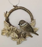 Kurt Adler Gold Bird Christmas Ornament Glitter Sitting On Branch Poinsettia Ksa. Fixed Price $12.73.