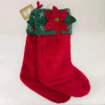 Set Of Handmade Deluxe Christmas Holiday Stockings Red/green Velvet 20" Flower. Fixed Price $23.99.