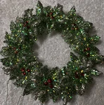 Green, Silver And Red Glitter Holly Wreath Ornament-raz Imports. Fixed Price $14.99.