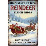 Santa Reindeer Sculpture Sleigh Tin Metal Signs Home Cor Wall Art 8X12. Fixed Price $9.99.