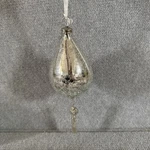 Crab Tree & Evelin Lg Glass Teardrop Christmas Ornament Silver Crackled Beaded. Fixed Price $39.99.