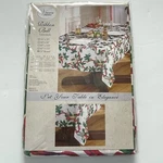 Victoria Classics Ribbon Bell Tablecloth Red Green Christmas Holiday 70 Round. Fixed Price $9.03.