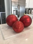 7 Matte Red Ball Ornaments (2)-& 1 Large 5.5 Jumbo Big Christmas New Raz SET/3. Fixed Price $29.99.