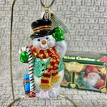 2019 Old World Christmas Candy Cane Snowman Ornament In Box Tag Blown Glass Owc. Fixed Price $23.39.