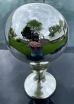 19TH C. Mercury Glass Butler / Gazing Ball, Rare. 10". Fixed Price $550.00.