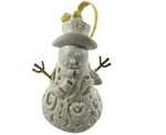 Wedgwood White Ceramic Snowman Ornament Gold Accents Ribbon Loop Christmas. Fixed Price $19.99.