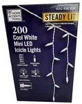 Home Accents Holiday Icicle Lights Christmas White Mini Led Outdoor Steady Lit. Fixed Price $12.74.
