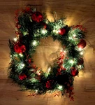 Christmas National Tree Chrisas Pre-lit Battery White Led Red Mix 24" Wreath Euc. Fixed Price $49.95.
