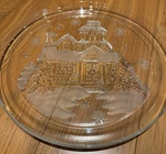 Vintage Arcoroc Christmas Winter Scene 13" Glass Platter Round France. Fixed Price $9.99.
