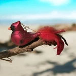 Red Cardinal Bird W/ Feathers Glitter Glass Christmas Holiday Tree Ornament Nwt. Fixed Price $13.98.