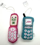 Lot Of 2 Wondershop Fabric 'joy' Cell Phone Christmas Tree Ornament Blue Text. Fixed Price $15.95.