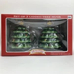 Mr. Christmas Lidded Tree Mugs 16 Oz Set Of 2 Hand Painted Ceramic New Box. Fixed Price $29.95.