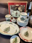 Spode Christmas Tree 19 Pcs Cheese Plate Nutcracker, Hostess, Serving Tray Lot. Fixed Price $75.00.