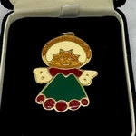 Wallace Silversmiths - Enameled Pewter Christmas Cookie Ornament Angel W/box. Fixed Price $12.75.