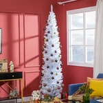 Homcom 8' Artificial Pencil Christmas Tree, Slim Xmas With 618 Realistic Br. Fixed Price $121.63.
