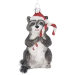 Kurt Adler Noble Gems Glass Ornament For Christmas Tree, Raccoon With Candy Cane. Fixed Price $15.56.