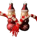 Snowmen With Scarf Glass Hand Crafted December Home Red Ornaments Set Of 2. Fixed Price $11.20.