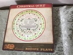 Cracker Barrel Ceramic Recipe Plate Christmas Quilt, New Old Stock. Fixed Price $15.00.