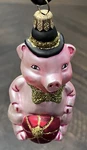 Piggy Wearing Hat Polish Blown Glass Christmas Ornament Tree Decoration. Fixed Price $10.00.