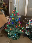 Ceramic Lighted Christmas Tree With Multicolor Lights, Green, Seasonal Decor. Fixed Price $300.00.
