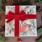 Punch Studio Holiday Keepsake Gift Box Cardinal Pinecones Berries Velvet Bow. Fixed Price $22.30.